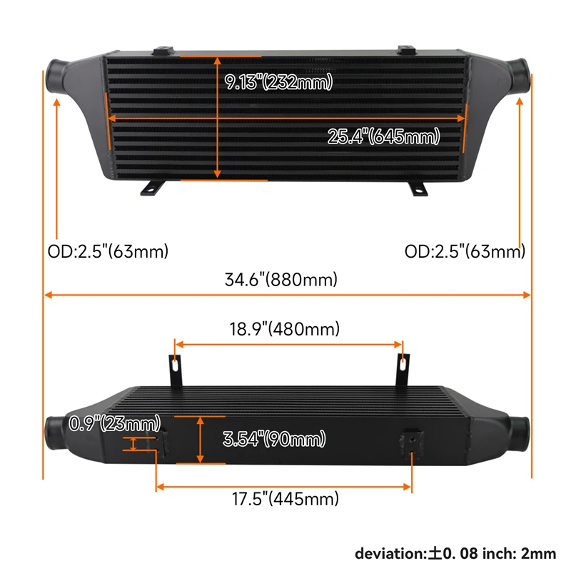 Bolt On Front Mount Intercooler For Subaru Impreza WRX STI Ej20 Ej25 08-14 Black/Silver