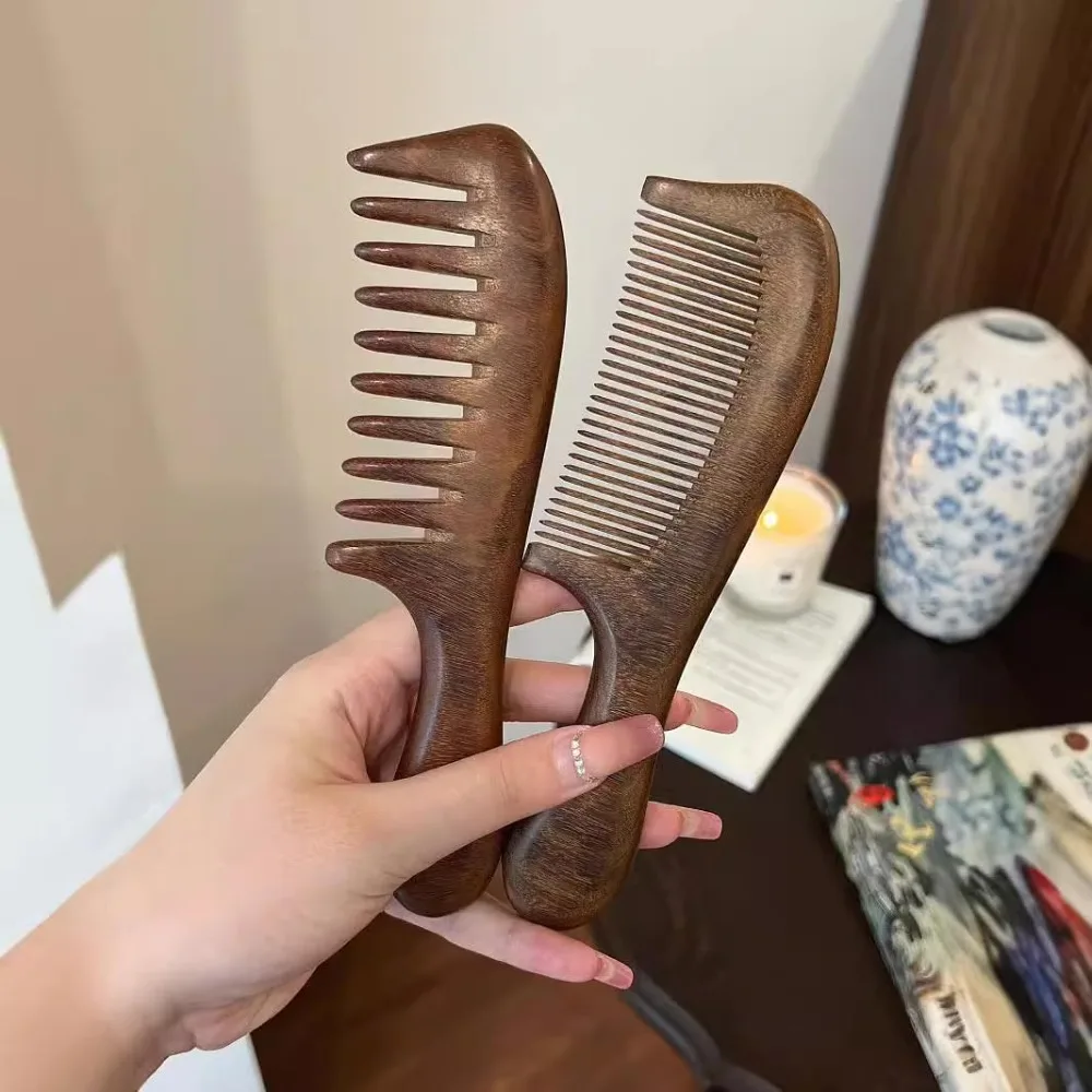 New Natural Labor Wooden Comb Anti-static Meridian Massage Wood Comb No-snags Curly Hair Wide Tooth Comb Women
