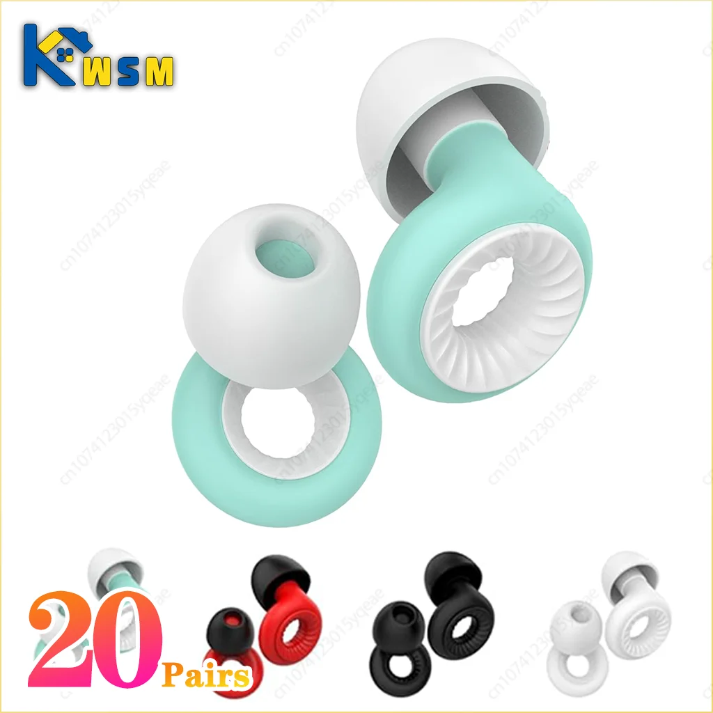 20Pairs Soundproof Silicone Sleep Anti-sound Earplugs Sleep Sleep Special Anti-noise Learning Ear Plugs Noise Cancelling Earplug