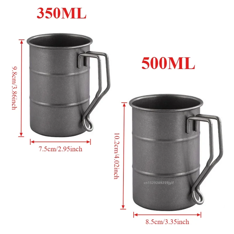 Vintage 304 Stainless Steel Mug | Outdoor Camping Portable Cup | Industrial Style Metal Coffee 350ml/500ml Picnic Beer Cup