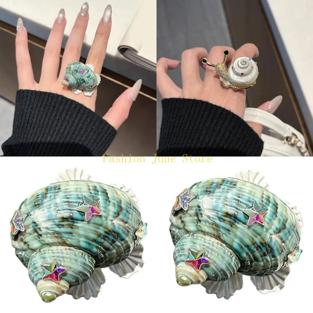 N5KA Elegant Bohemian Sea Creature Ring Alloy Material Finger Rings Adjustable Size