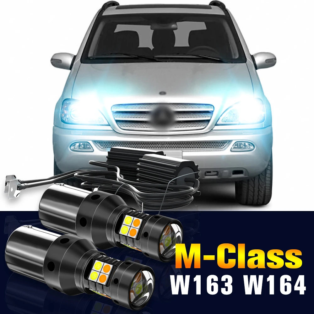 2pcs LED Dual Mode Turn Signal+Daytime Running Light DRL Lamp For Mercedes Benz M-Class W163 W164 1998-2011 Accessories