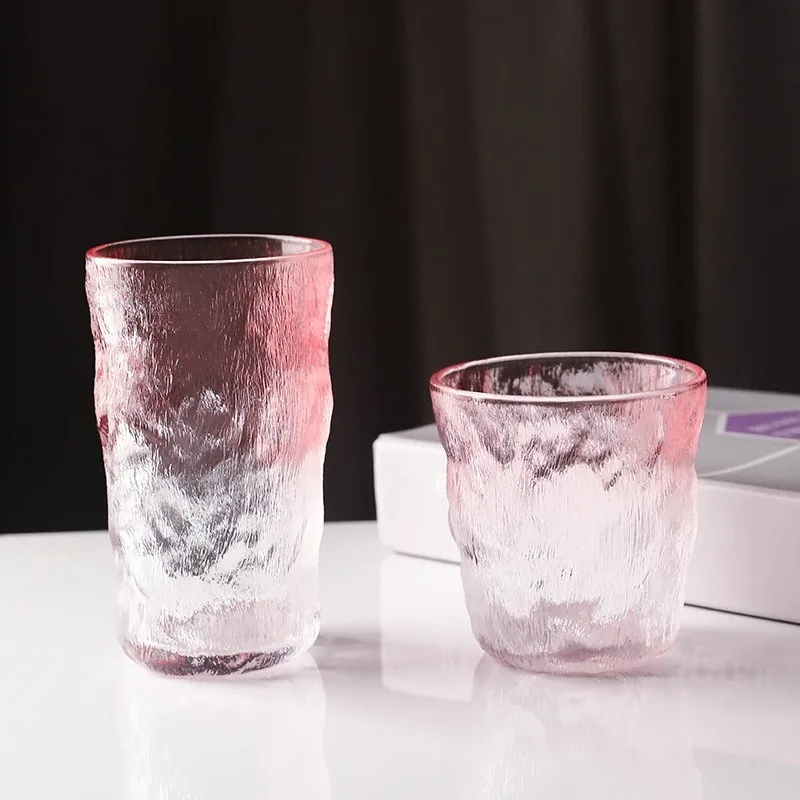 Verres à vin créatifs 285ml/380ml, verre à cocktail avec dégradé rose, verre glacier, verre à boire, verre à lait, verre à eau pour le petit-déjeuner