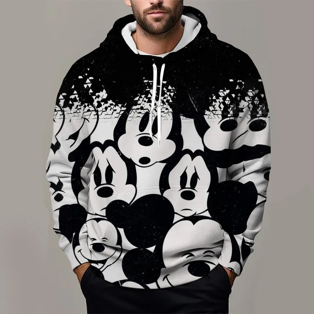 Disney moletom com capuz masculino miniso meninos meninas pulôver 3d impresso mickey mouse moletom com capuz masculino casual roupas masculinas de grandes dimensões