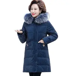 Down  Fox Real Fur Collar Fashion Mother Winter Wear Mid-Length Temperament Down  Middle-aged And Elderly Womens Coa