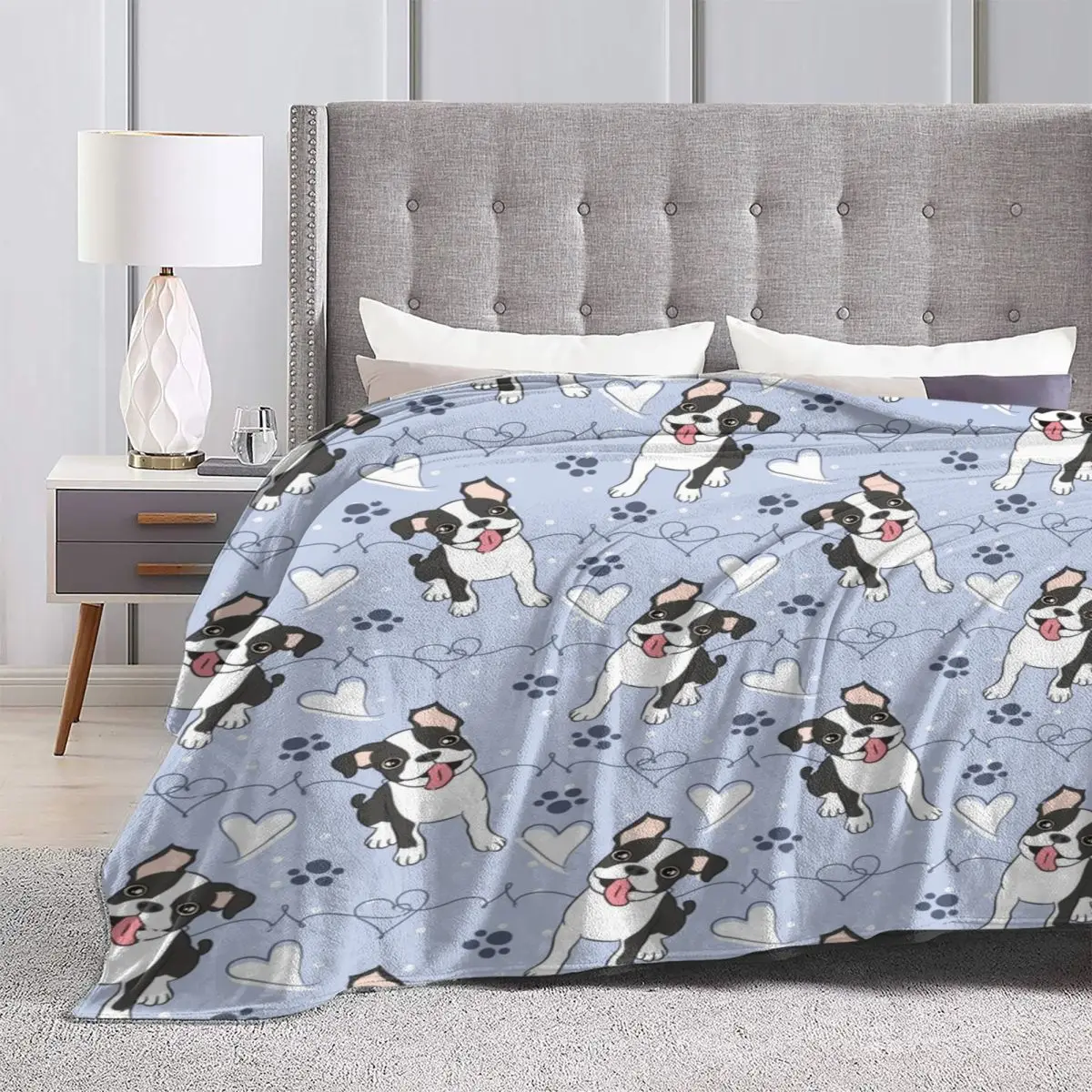 Love Boston Terrier Blanket Animal Travel Flannel Throw Blanket Super Soft Living Room Custom Bedspread Gift