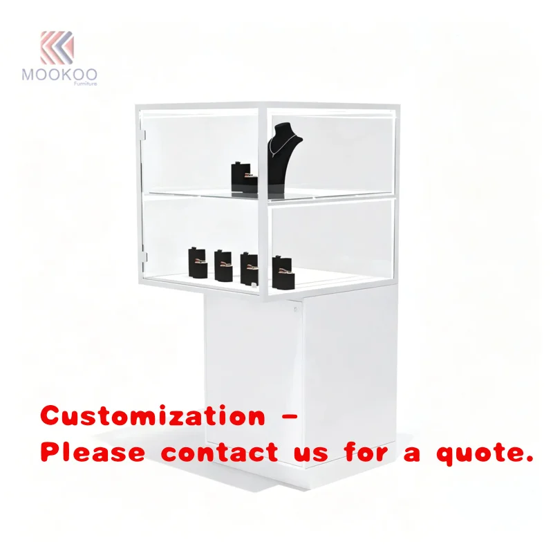 custom.Luxury Ultra Tempered Glass Jewelry Counter Design with Led Light Customized Color Factory Direct Sale