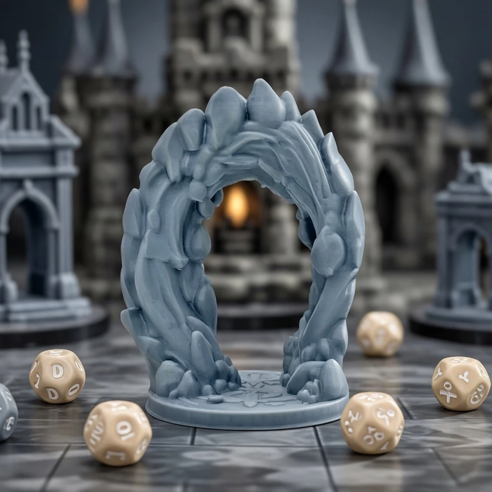 3D Printed Open Stone Arch Entrance Miniature Fantasy Terrain Gateway Doorway Terrain Miniatures for DnD and Wargaming