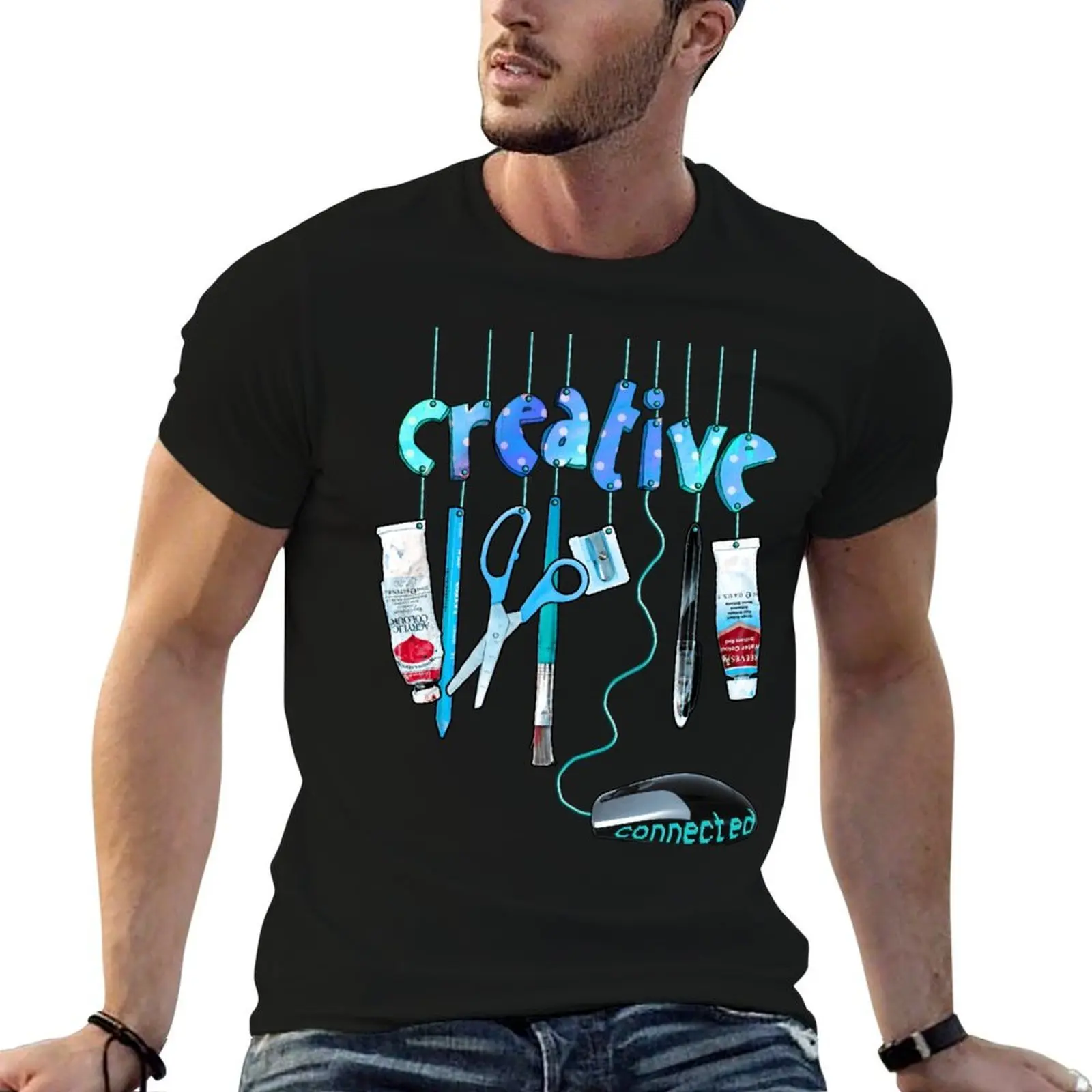 Connected Creative in Blue T-Shirt t shirts with prints man t shirt cotton men t shirt cotton 100% T-shirt