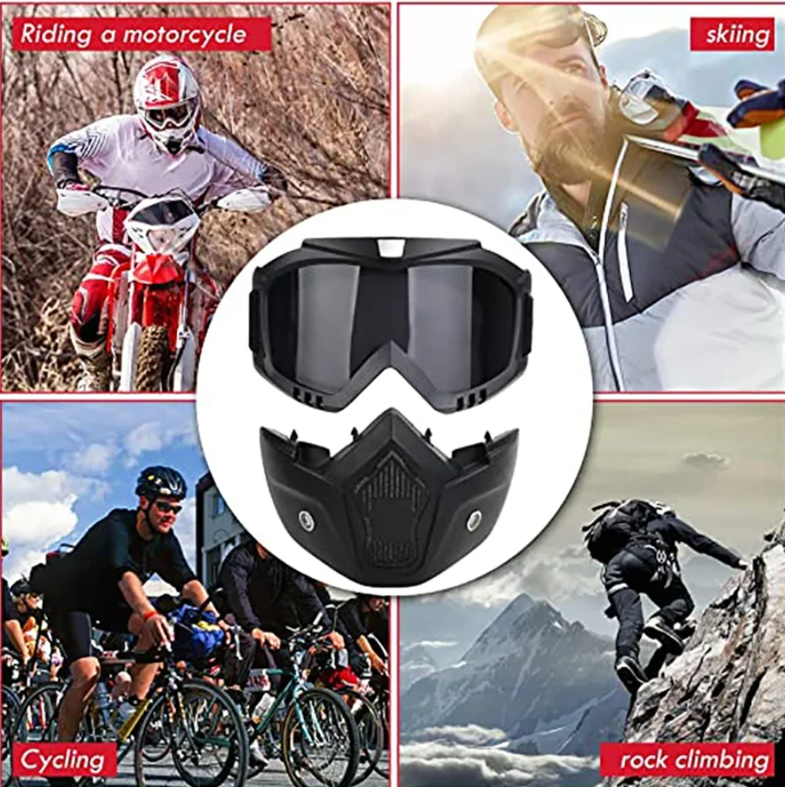 Motorcycle Goggles Mask Removable Summer UV Protection Outdoor Riding Cross-Country Skiing Goggles Mask  Equipment