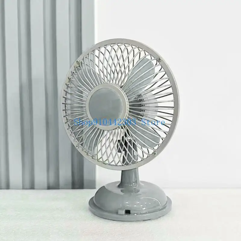 Desk Oscillating Small Fan Retro 2-Speed USB/AA Battery Power Desk Fan 5.7inch Table Fan for Work Office Dormitory