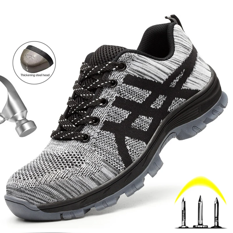 

Защитная рабочая обувь, мужские ботинки, дышащая рабочая обувь со стальным носком, мужские и женские строительные защитные рабочие кроссовки, размер 50