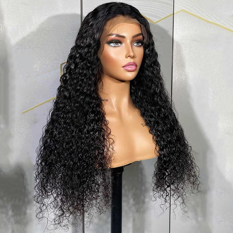 Soft 180Density 26“ Long Kinky Curly Natural Black Lace Front Wig For Women Babyhair Preplucked Heat Resistant Glueless Daily