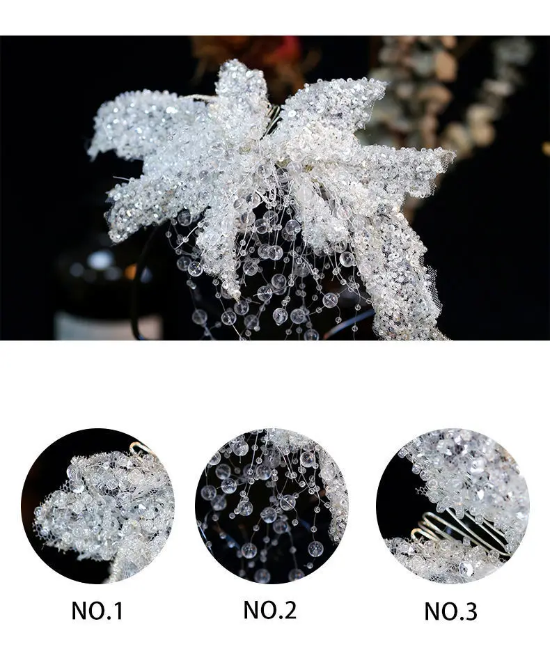 Bridal Beaded Crystal Hair Comb Feminine Elegant Hair Decorations for Weddings Party Occasions