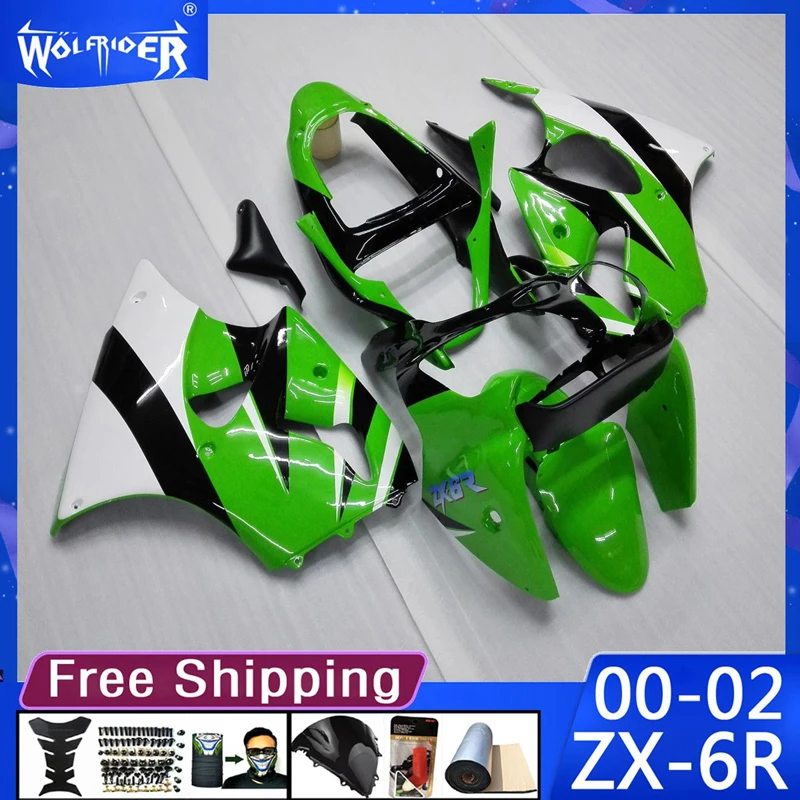 Motorcycle ABS plastic motor panels kit for ZX-6R 2000-2002 ZX6R 00-02 greenWhite Motorbike fairing Manufacturer Customize cover