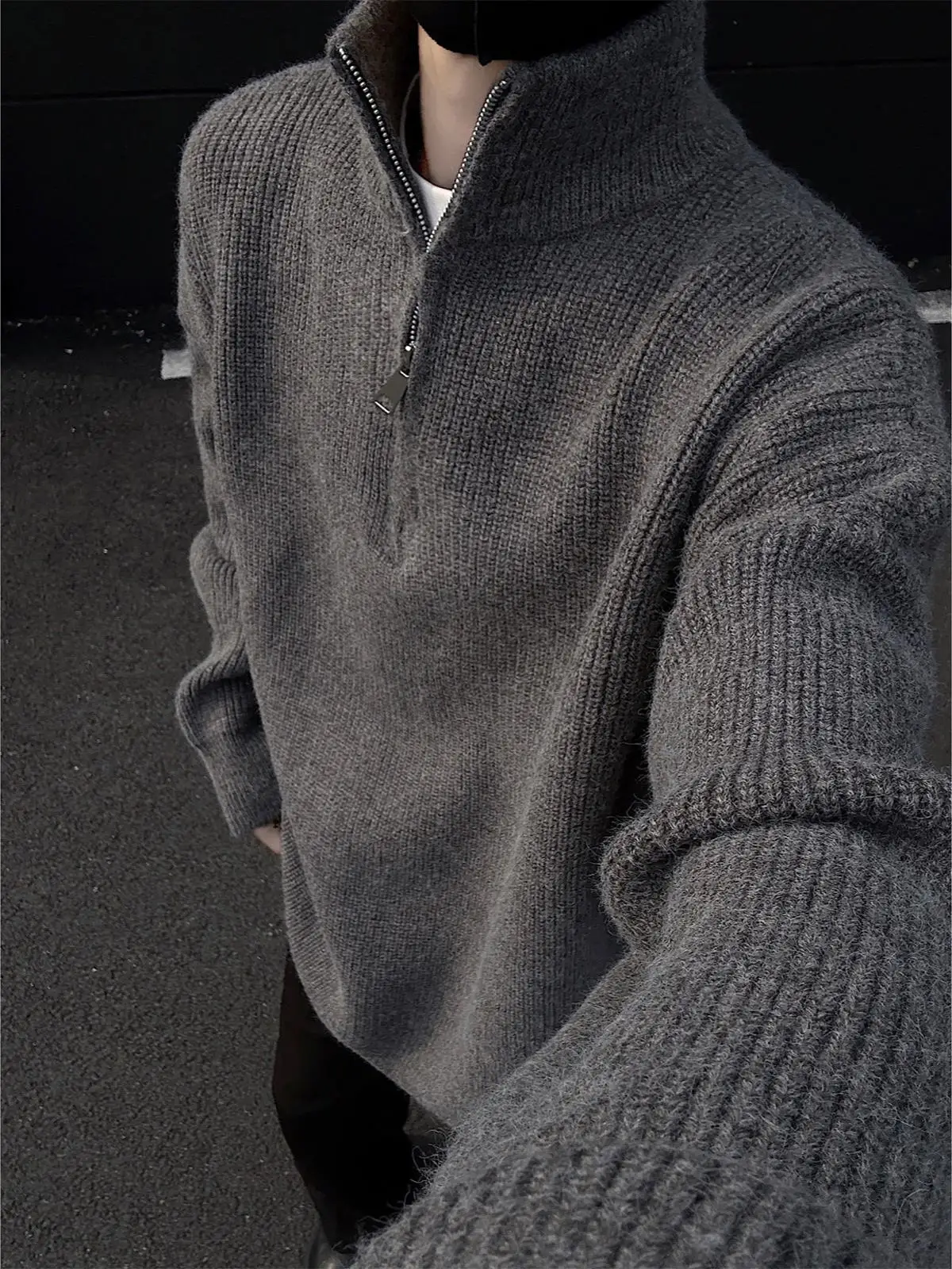 

Мужской свитер Cleanfit с высоким воротом, зимний, модный, мягкий, уютный, на молнии, вязаный, повседневный, свободного кроя, с длинными рукавами, в корейском стиле