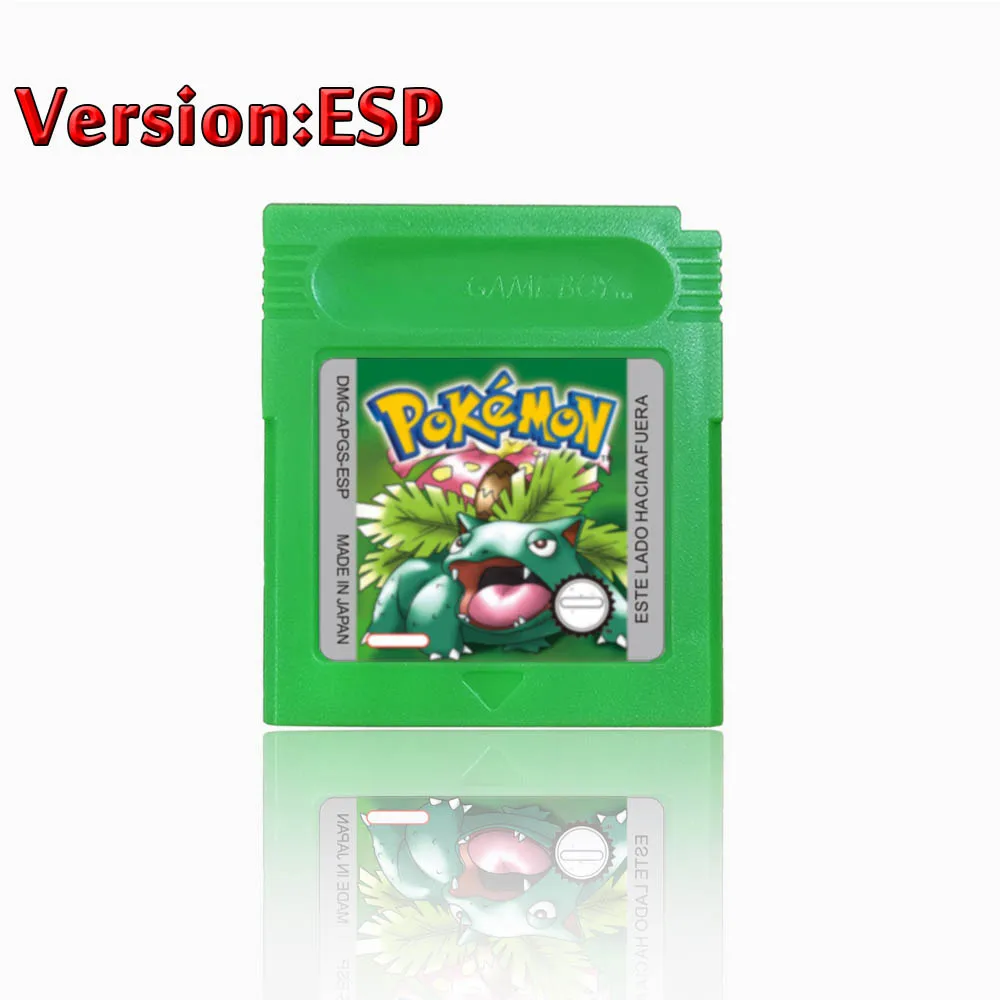 Energiesparende 5-Sprachen-Version Pokemon GBC Spiel Rot/Kristall/Blau/Gelb/Gold/Grün/Silber Videospielkassette