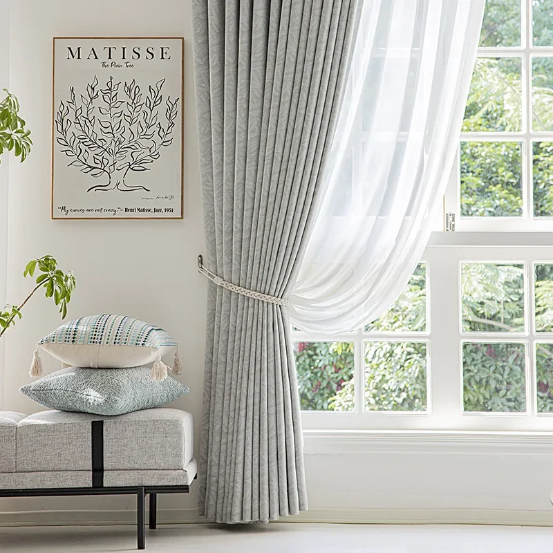 French Light Luxury 2024 New Bedroom Blackout High-end High-precision Jacquard Curtains Modern High-end Living Room Curtains