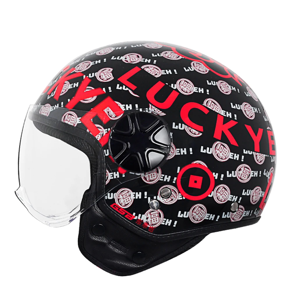 M-XL Black Lucky Wear-Resistant Motocross Equipment Anti-Fall Racing Kask Open Face Motorcycle Helmet Breathable Head Protection