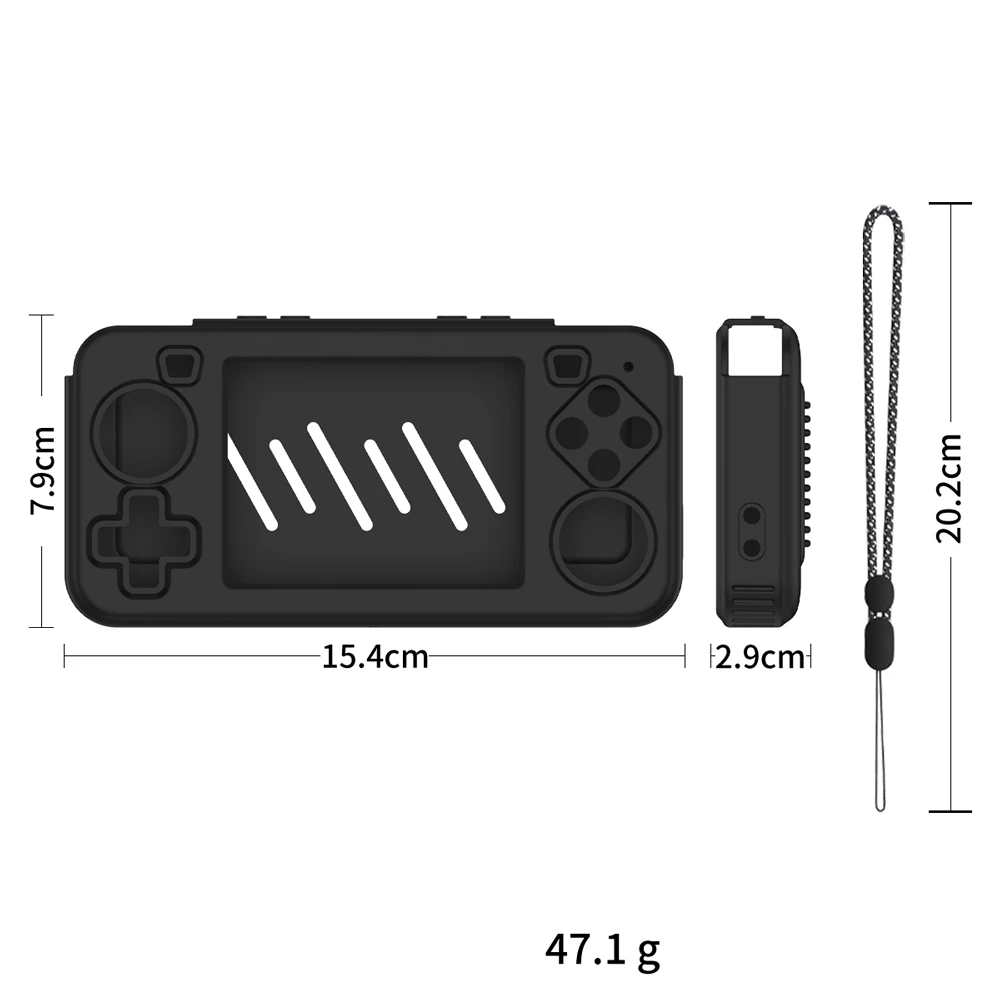 for R36H Game Console Silicone Case with Lanyard Drop Protection Case Black