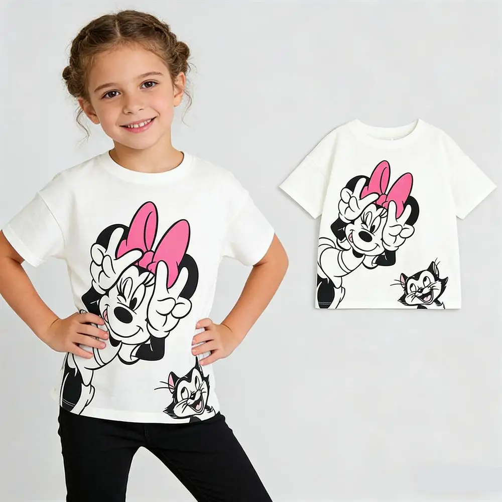 

Футболка с героями мультфильмов для мальчиков и девочек, летняя одежда, топы с короткими рукавами и круглым вырезом, детские свободные повседневные спортивные футболки, тонкая универсальная футболка