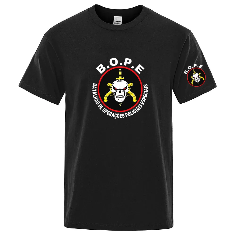 BOPE Tropa De Elite Brazil Special Elite Forces Men's Short-sleeved T-shirt Loose and Versatile Crew Neck Top Breathable T-shirt