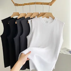 Summer Men's Sleeveless T Shirt New Fashion Summer Basic 100% Cotton Men Women Boyfriend Tank Tops Black White Gray