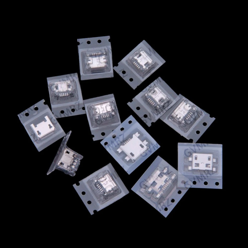 12values 60PCS USB female socket all-copper Micro USB 5P socket all-copper 5PIN