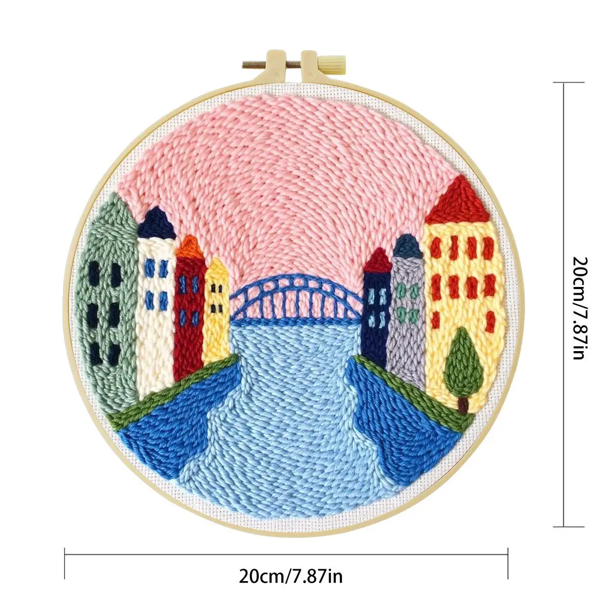 20X20CM/7,87 Zoll Landschaft - Stadtbild Stanznadel-Stickset, Stickerei, gestrickte Stickerei, DIY handgemachtes Geschenk – Detail 3