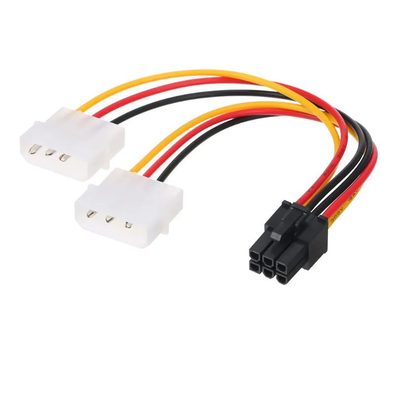 Dual 4‑Pin Molex LP4 to 6Pin PCI‑E Power Adapter Cable PCI Express GPU Graphics Video Card Power Converter Cable for Desktop PC