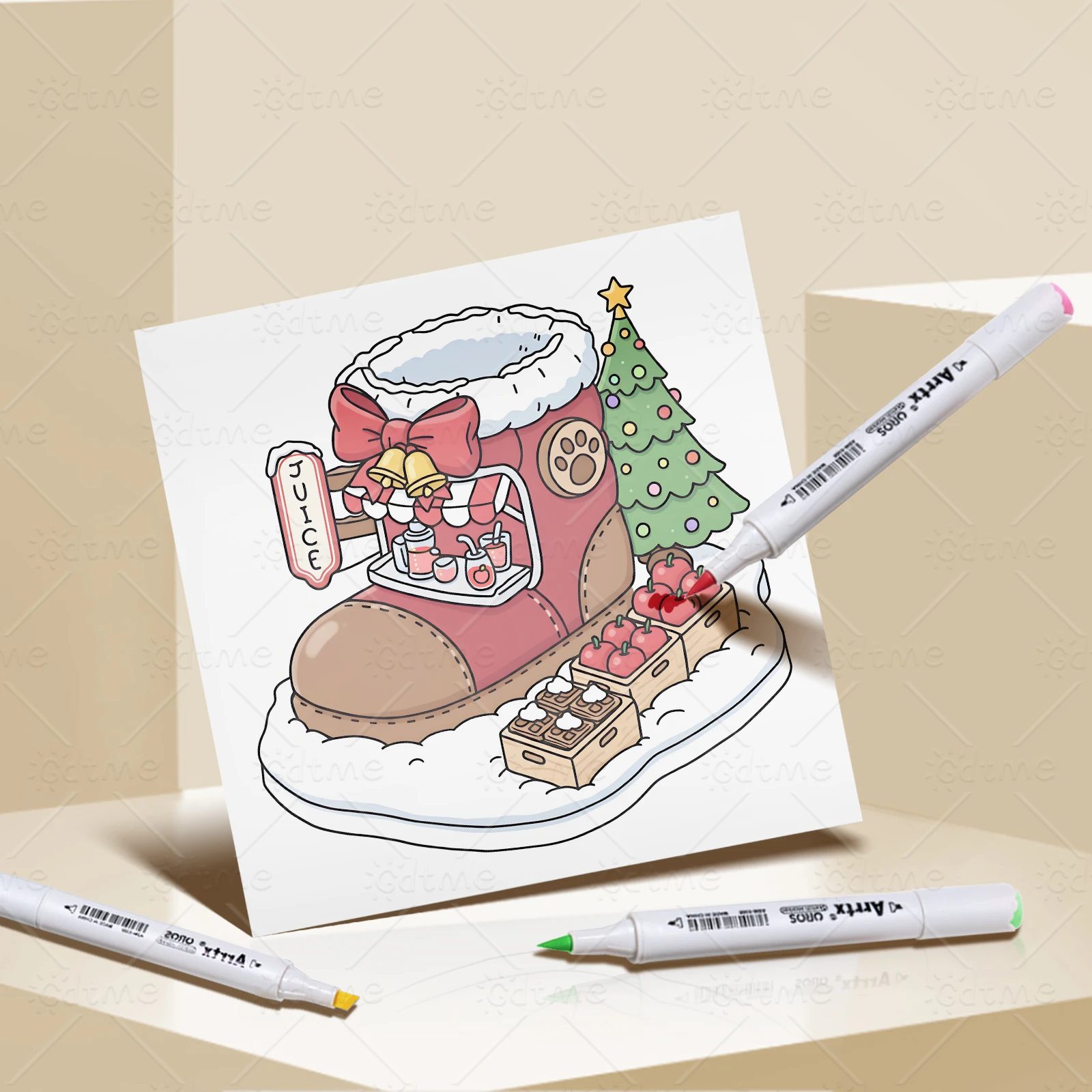 كوخ عيد الميلاد مريح وسهل كتاب التلوين هدية مونتيسوري التعليمية الكتابة على الجدران اللوحة كتاب الرسم ألعاب اللعب هدية عيد الميلاد #4