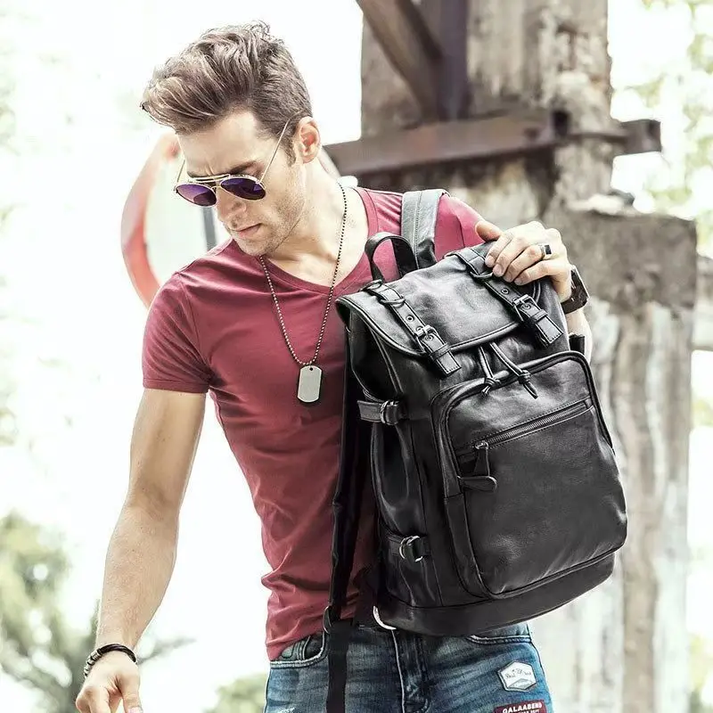 

Новый 18-дюймовый мужской рюкзак высокого качества из искусственной кожи, школьный рюкзак, водонепроницаемая дорожная сумка, повседневная сумка для компьютера, ноутбука, 17 дюймов