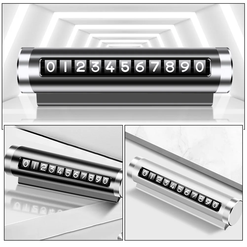 

2Pcs Car Temporary Parking Card Adjustable Metal Phone Flip Design Easy Install Parking Violation Prevention Auto