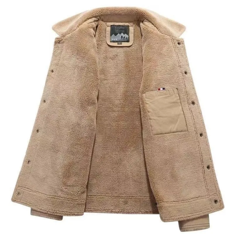 Winter Cotton Coat Men's Clothing Fleece Jacket Warm Thick Single Breasted Windbreaker Short Tops Luxury Branded Clothing Coats