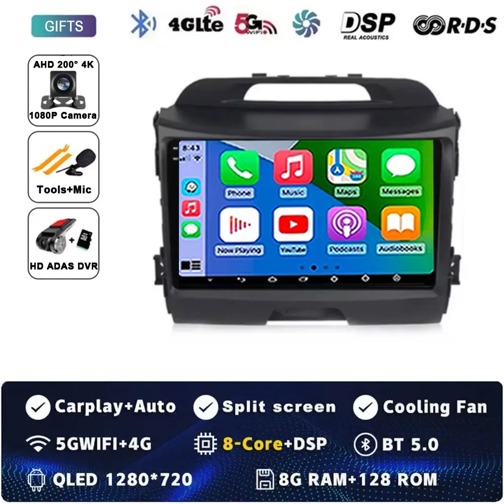 Voor KIA Sportage 3 Sportage R 2010-2016 Android 15 Autoradio Android Carplay Multimedia Speler autoradio 4G wifi Qualcomm 2din