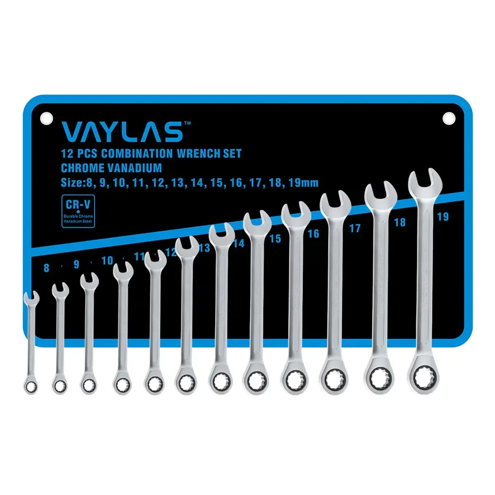 Matte Fixed Head Ratchet Wrench Set Dull Polished 72T and Open End High Torque Spanner Set Combination Repair Hand Tools