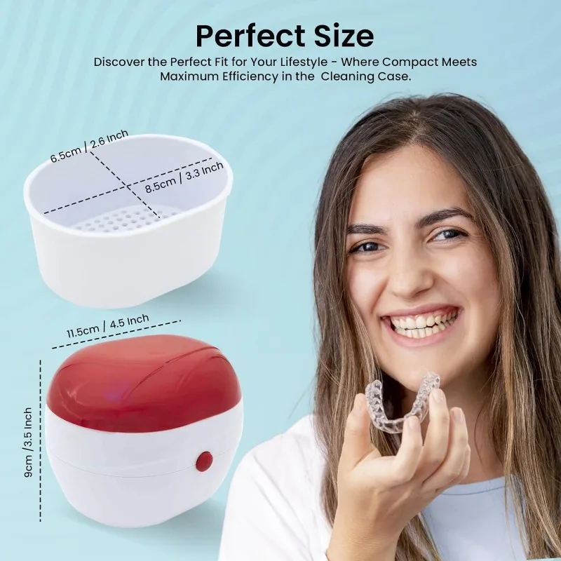 

Automatic Denture Cleaning Case, Portable Retainer Cleaner Case, Plastic Material, Effortlessly Clean and Protect Dentures