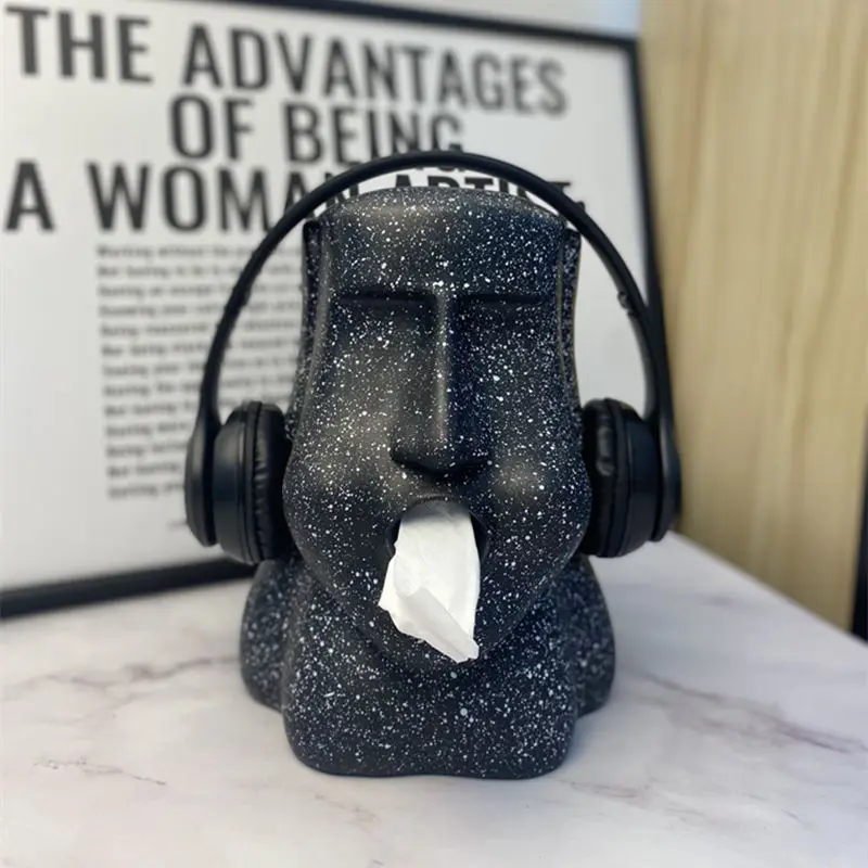 Moai Resin Action Figure Toys Desk Decoration Headphone Stand Glasses Shelf Paper Towel Box Tissue Box