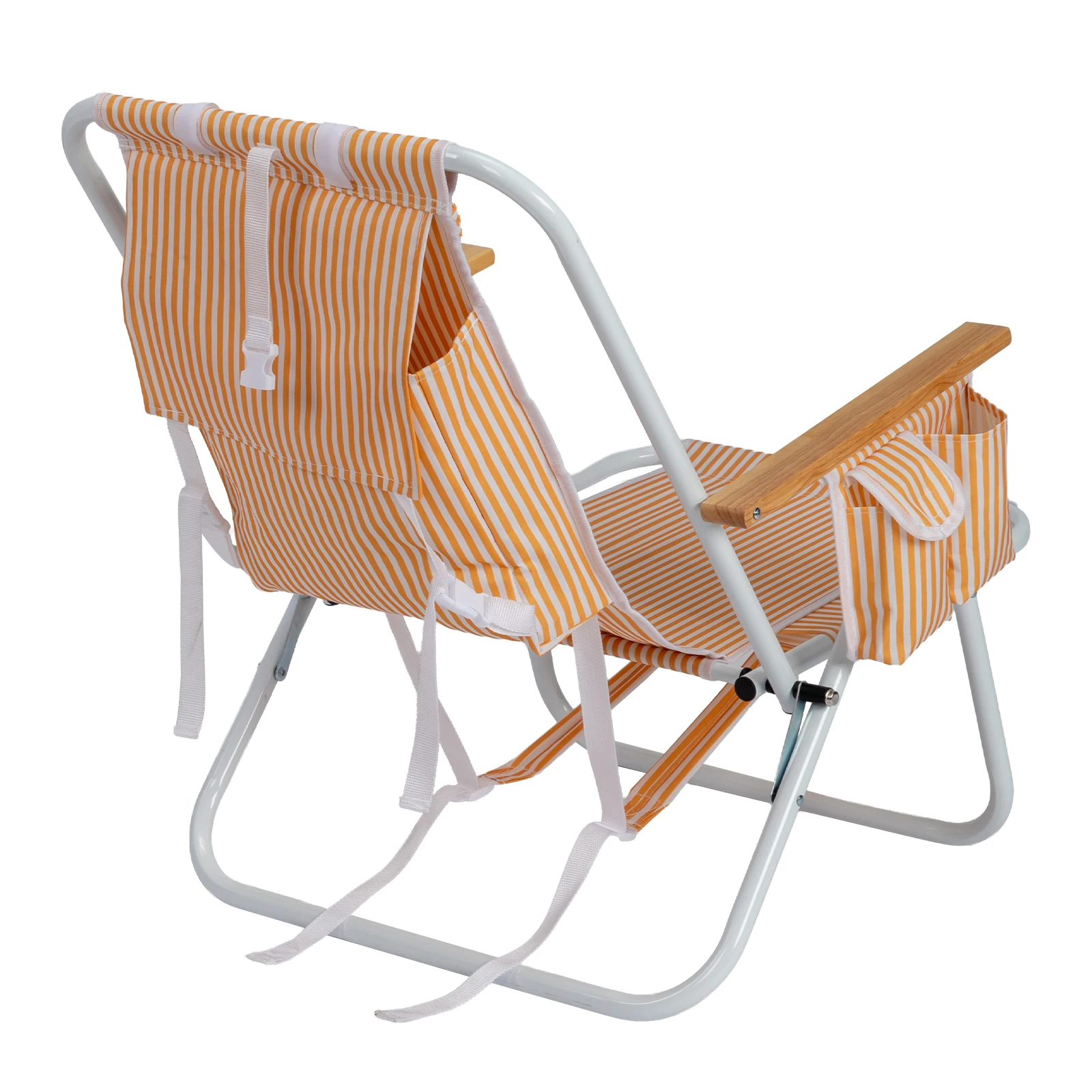 Aluminum Beach Chair 1Pcs Orange White Vertical Stripe,4‑Position Adjustable Cross Oxford Cloth With Crossbar  For Outdoor