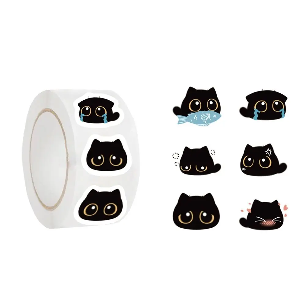 Lovely Adhesive Cute Cat Stickers Fashion Kawaii Cat Sealing Label DIY Paper Cartoon Cat Adhesive Tape Hand Ledger