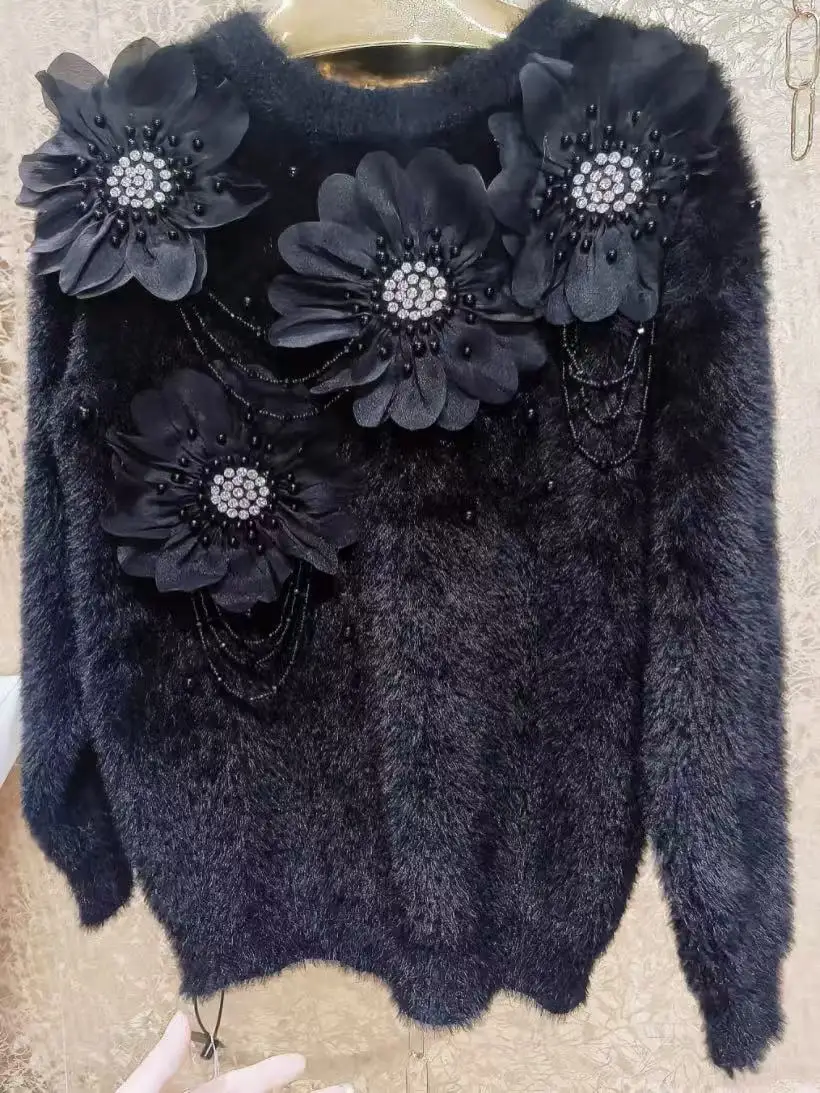 Ropa de mujer, prendas de punto, suéteres gruesos y cálidos de piel sintética, suéter para mujer, tendencia Otoño Invierno 2025, jerséis de punto, tiradores para mujer