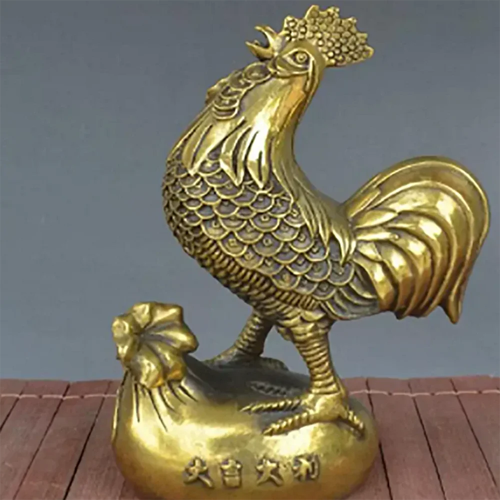 Copper Statue New Kaiguang Brass Auspicious Golden Rooster Ornament Zodiac Chicken Home Decoration Office Crafts