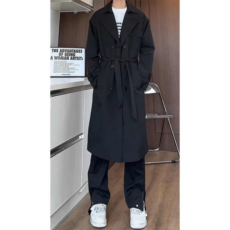 

Мужское длинное пальто с двумя рядами пуговиц, весенне-осенняя верхняя одежда Bla, повседневная элитная модная брендовая молодежная мода выше колена