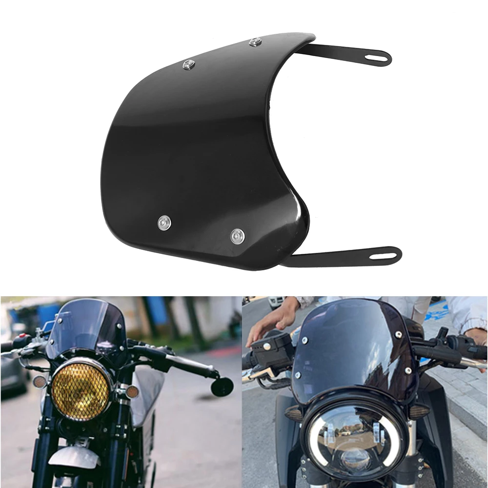Für Yamaha Kawasaki Suzuki Cafe Racer Für Harley Honda Motorrad Universal Schwarz Windschutzscheibe Windabweiser Windschutz Verkleidung – Detail 1
