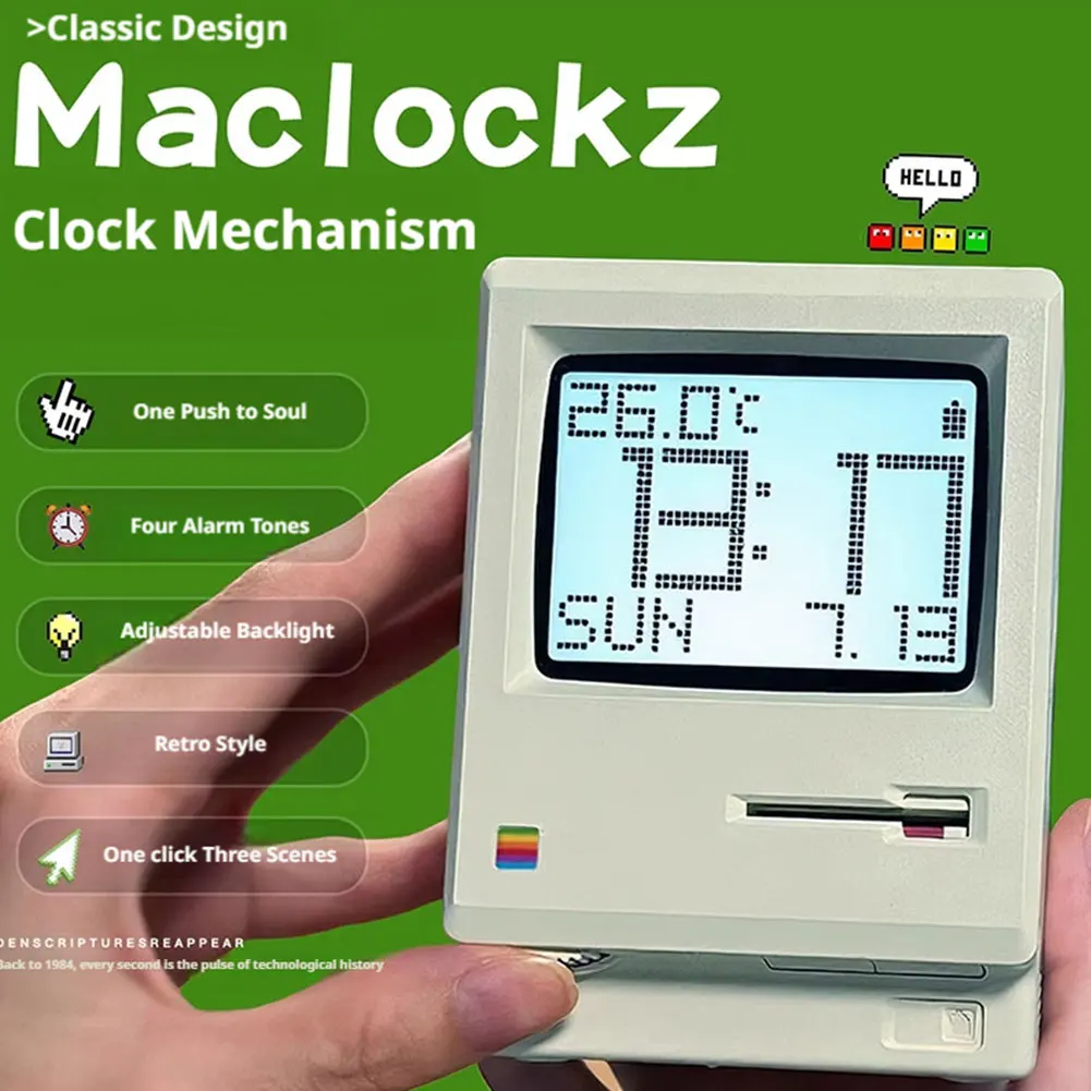 Retro Clock Creativity Alarm Clock Multi Functional Fashionable Alarm Clock with Adjustable Time Mode and Calendar Mode Student