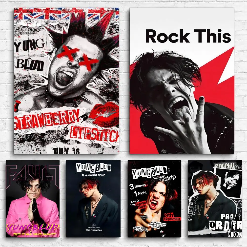 Singer Album Y-Yungblud Framed Wall Painting Canvas Poster Ready to Hang Wall Art for Bedroom Living Room Home Decor Gift
