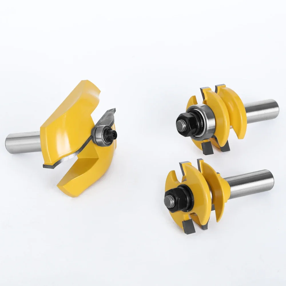 12MM 1/2" Shank 3pcs Large Rail & Stile Ogee Blade Cutter 3" Panel Cabinet Router Bit Set Door Tenon Knife for Wood Tools
