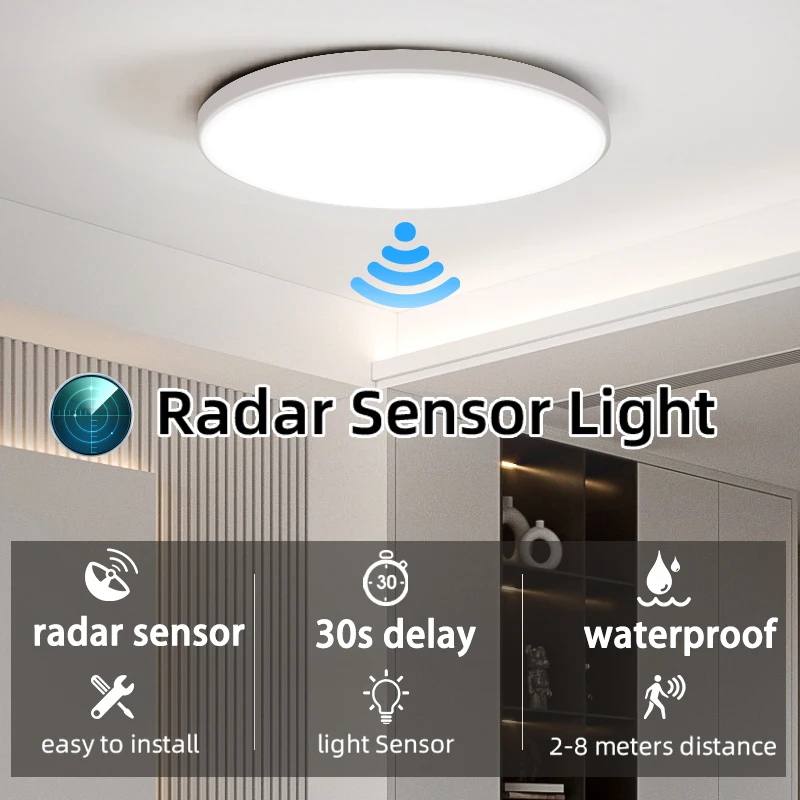 LED-Decken leuchte mit Bewegungs sensor Beleuchtung Innen für zu Hause Veranda Schlafzimmer Radar lampe 110V 220V Smart LED Decken leuchten Leuchte