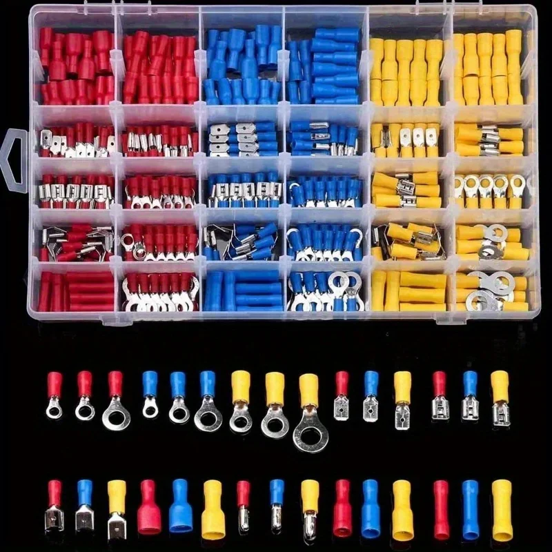 280/480pcs Crimp Wire Terminal, Assorted InsulatedCable Connector Electrical WireCrimping Butting Auto Parts Kit Combination Box