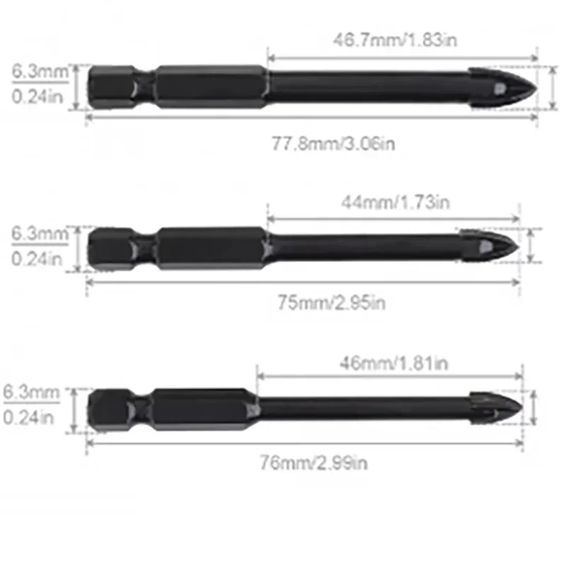 Imagem -02 - Metal Concreto Cerâmica Telha Ferramentas de Perfuração Hex Cruz Carboneto de Tungstênio Cerâmica Borda de Corte Telha Broca Buraco Abridor Ferramenta Peças
